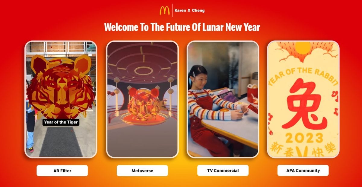 McDonald's metaverse experiences include an AR filter, an interactive online metaverse, and an AI-powered commercial.