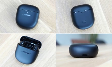 A composite image showing the Bose QuietComfort Earbuds 2 case from various angles.