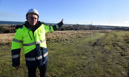 Britishvolt chief executive Peter Rolton at the site of the planned Blyth battery plant.  Now it is for sale.