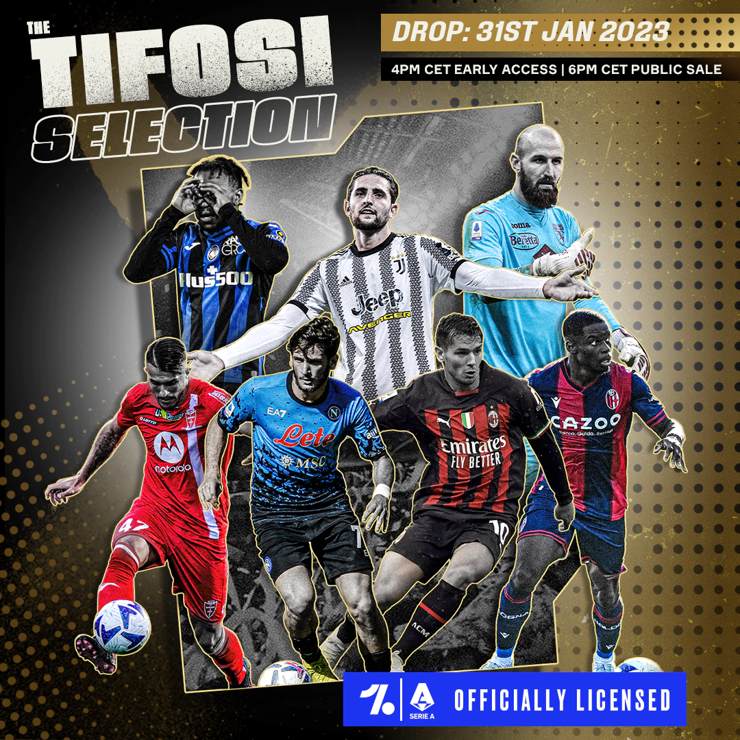 Tifosi Selection NFT collection by OneFootball showing different Italian soccer players with different jerseys