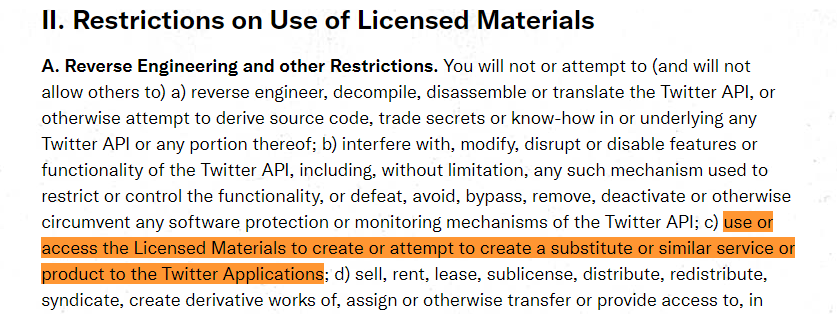 Twitter Developer Terms