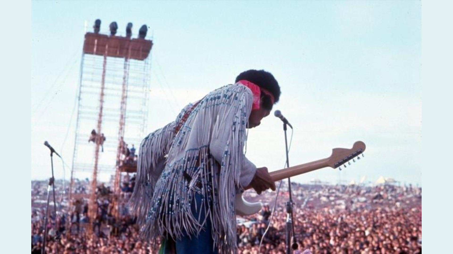 Jimi Hendrix performing at the Woodstock Festival, an experience coming soon to the Metaverse!