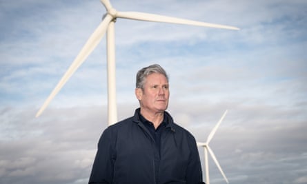 Sir Keir Starmer visits an onshore wind farm near Grimsby in Lincolnshire