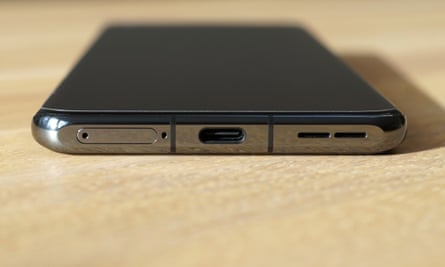 The USB-C port at the bottom of the OnePlus 11.