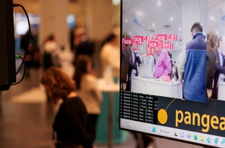 Facial recognition software on display at an AI convention in New York City.  Public defenders can have a hard time keeping up with how new technology is being used against their clients.