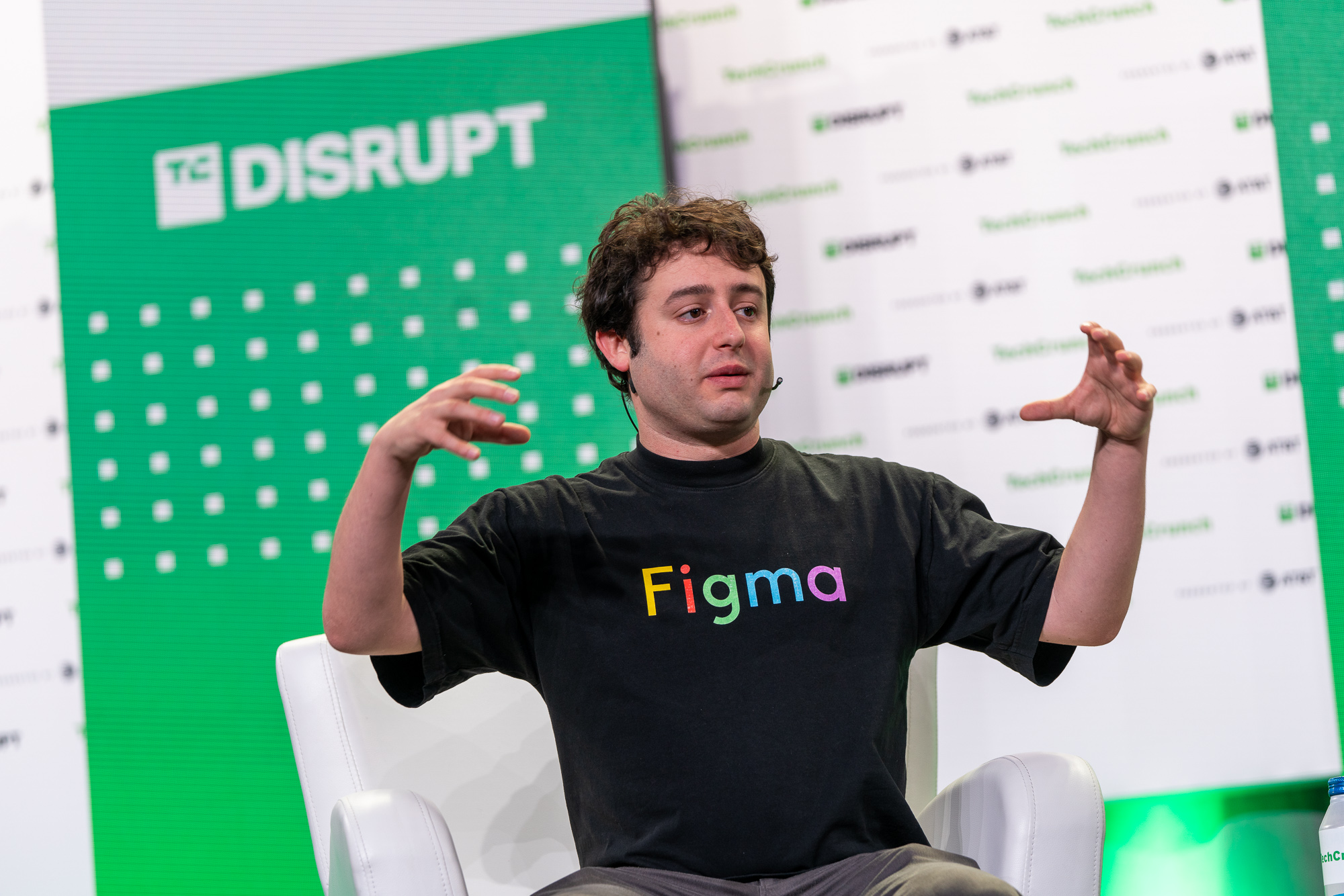 Dylan Field, CEO of Figma on the TechCrunch Disrupt stage in San Francisco on October 20, 2022. Image Credit: Haje Kamps / TechCrunch