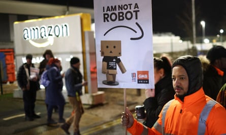 Amazon workers in the UK stage a strike in Coventry in January.