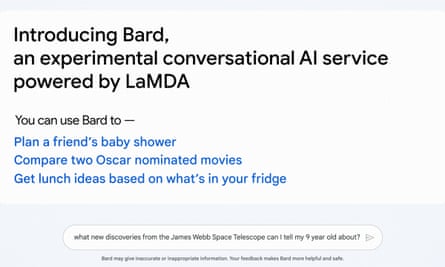 Google announcement of its Bard AI chatbot.