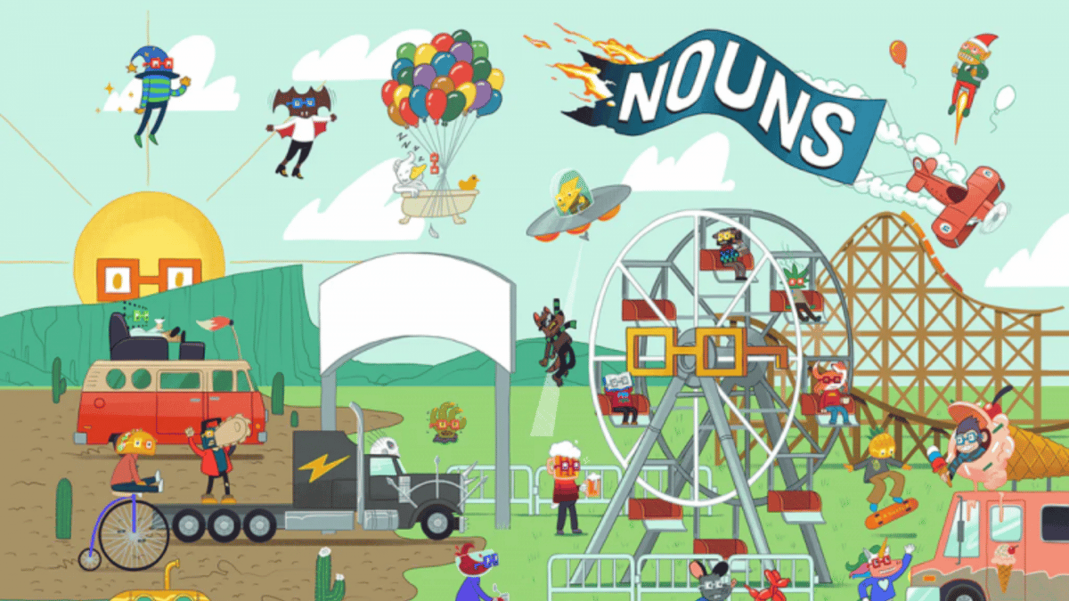 An image of the official cover poster of the NounsDAO NFT comic "Noun"