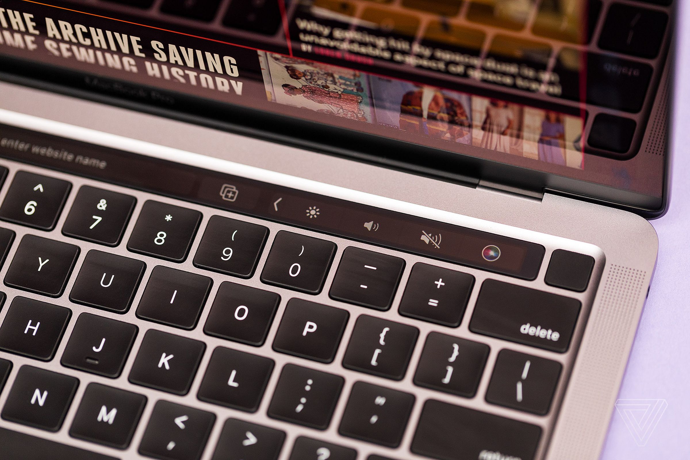 The upper right corner of the MacBook Pro keyboard