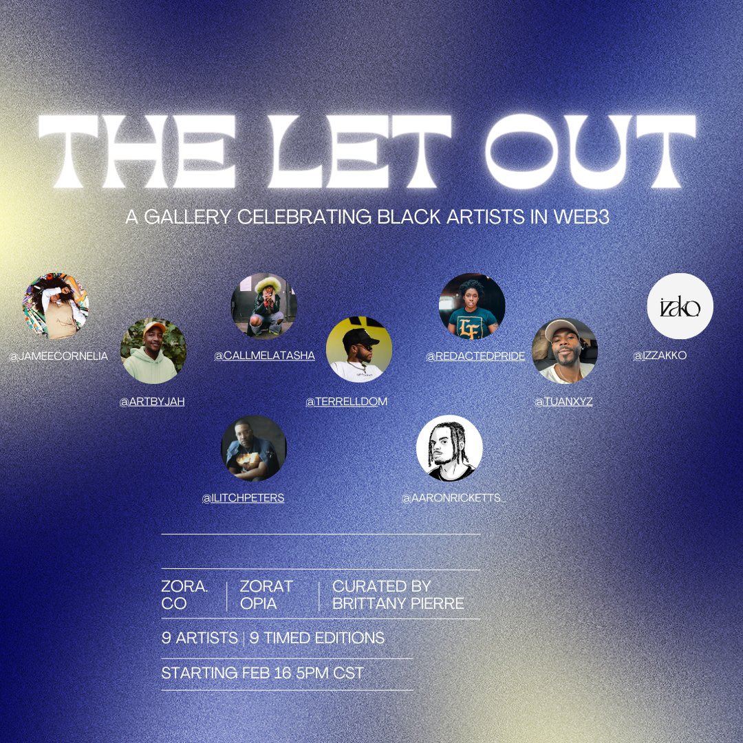Different black artists are part of the art project The Let Out web3