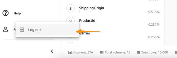 Log out button in SageMaker Canvas