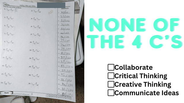 Las 4 C son atractivas y esta hoja de trabajo de 20 problemas que son todos del mismo estilo carecen de las 4 c.  Ninguna de las 4 C está representada. 