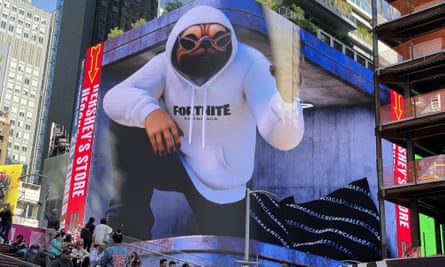 Balenciaga's Fortnite 3D billboard in Times Square, New York.
