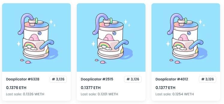 OpenSea listings have dropped to a low price of .13 eth