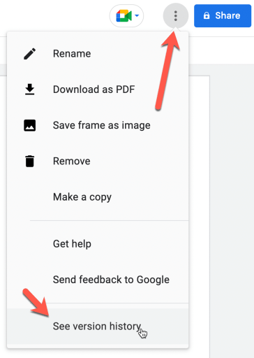 google jamboard hidden feature is click on the 3 dots and bottom option is version history