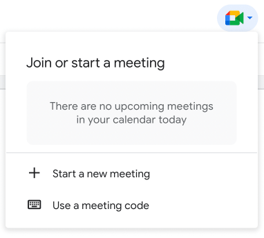 screenshot of the Google Meet icon to start a meeting from Google Jamboard. 