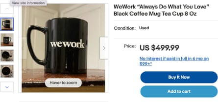 A black WeWork mug, as seen on eBay