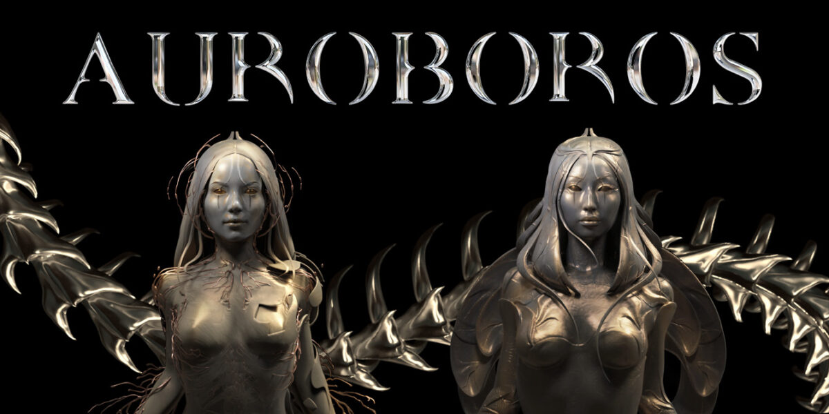 Auroboros text at the top with two virtual beings
