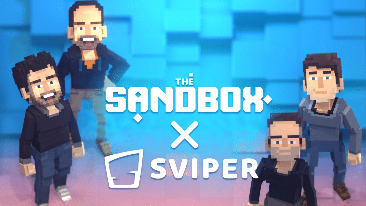 An image of the Animoca Brands subsidiary teams The Sandbox and The Sviper in their pixelated animated style