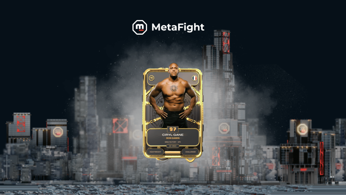 Ciryl Gane MMA Fighter image on NFT digital card background