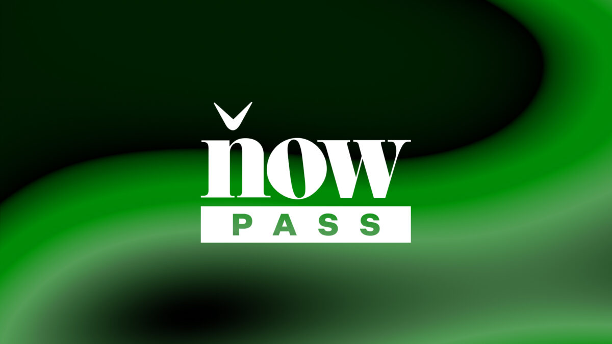An image of the pass now logo with a green background