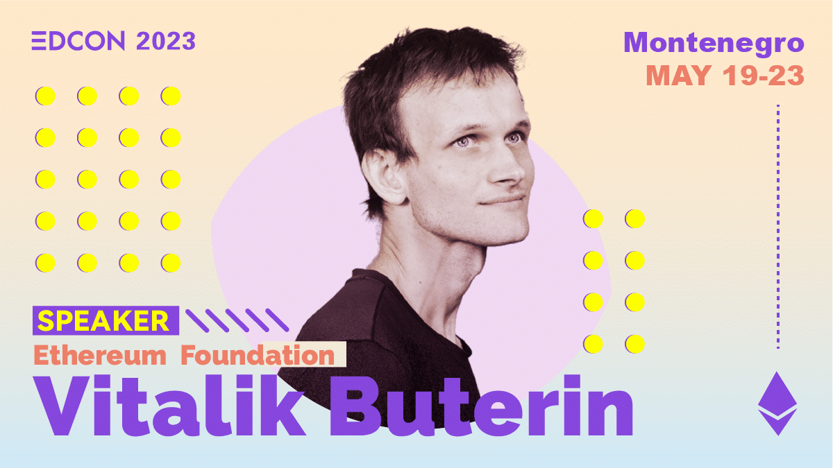 the official Edcon poster with Vitalik Buterin on the flyer