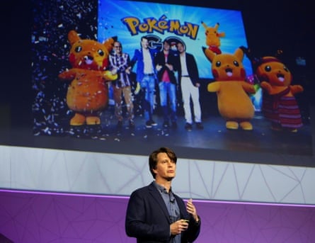 John Hanke during his keynote speech at the Mobile World Congress in Barcelona, Spain, on 28 February, 2017.