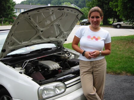 Kimberly Blessing, at age 25, with her VW Golf Cabrio in the summer of 2000.