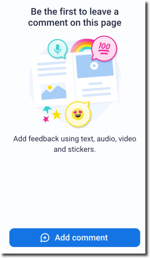 Screenshot of feedback sidebar where you can add sticker or audio feedback. 