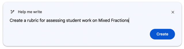 Create a rubric for assessing student work on Mixed Fractions