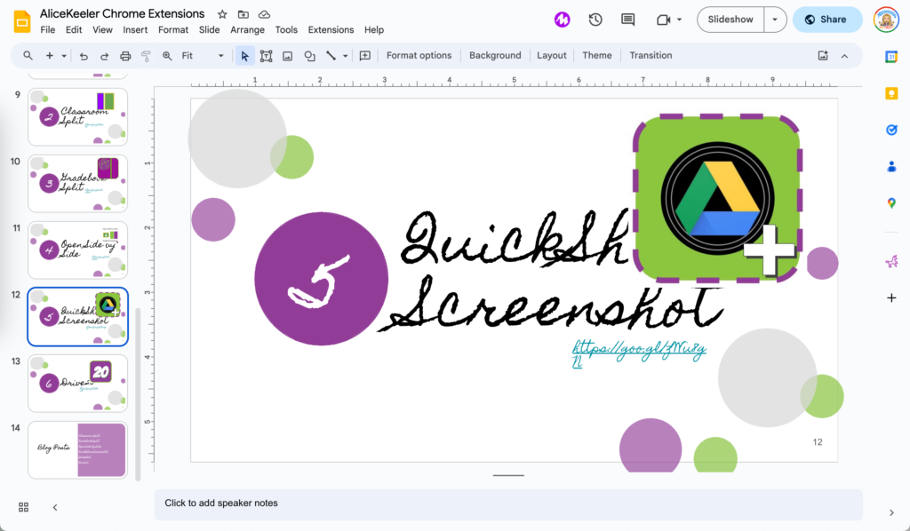 Google slides screenshot with cursive font.