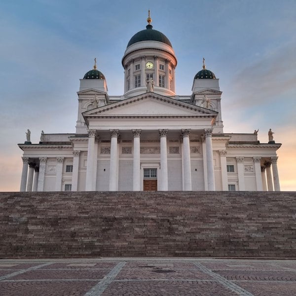 Helsinki Cathedral at sunrise, after a night of partying