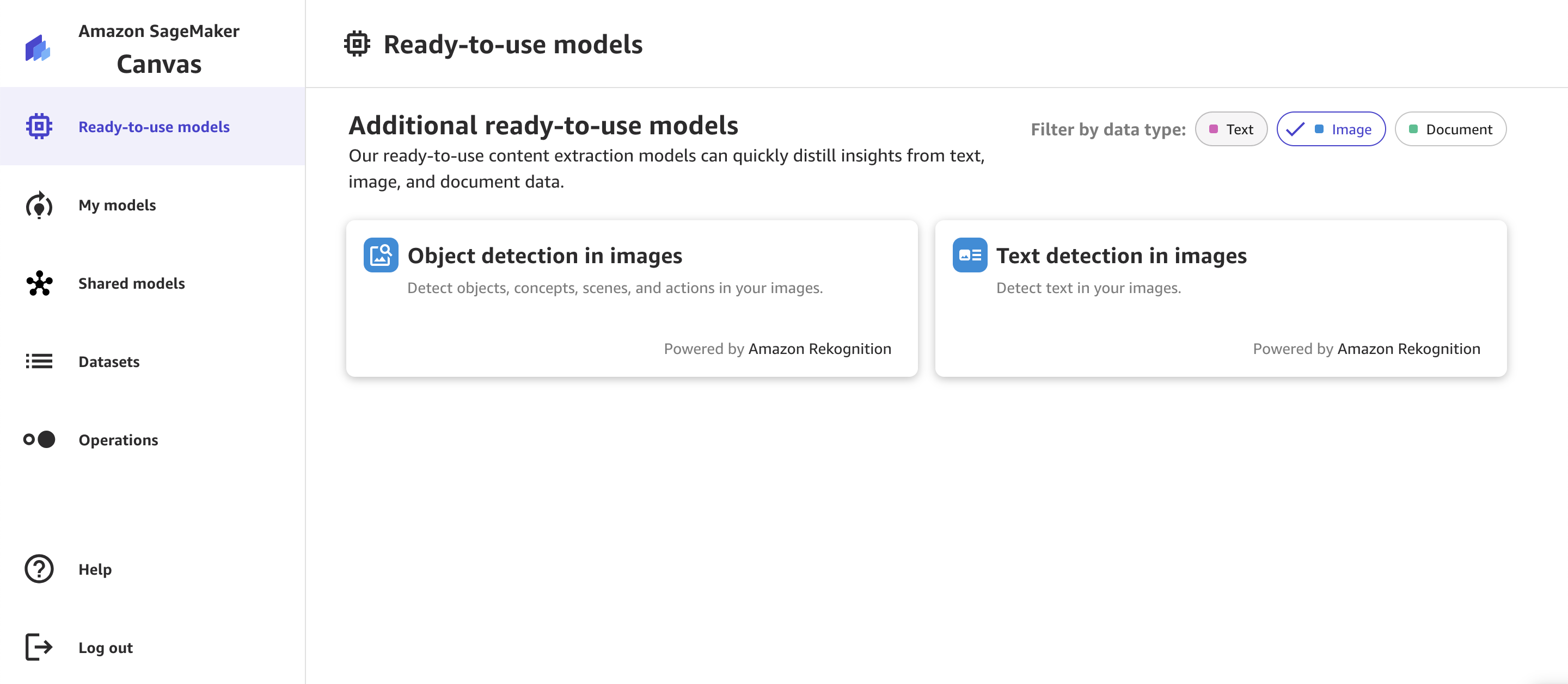 Analyzing image data in SageMaker Canvas