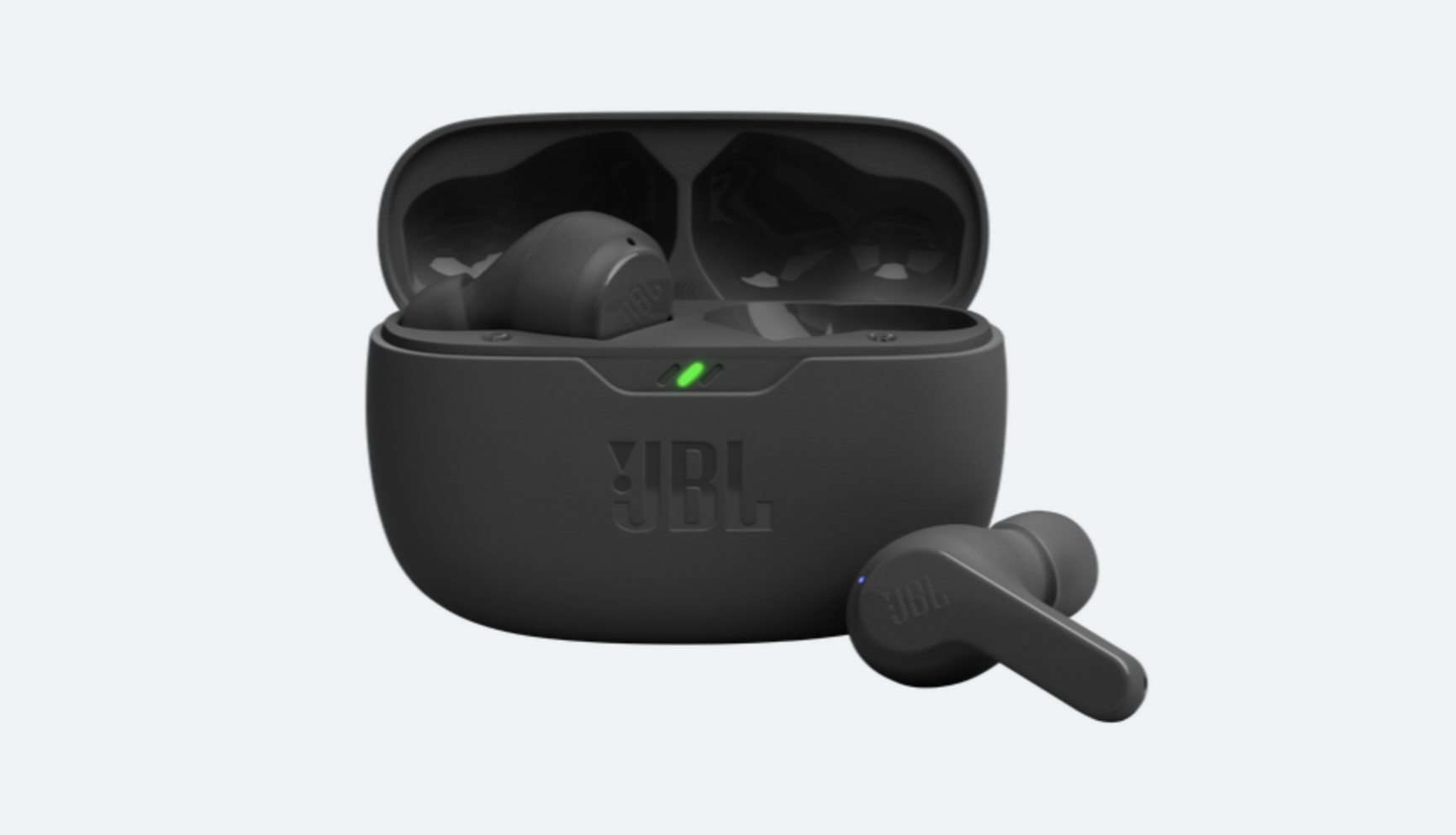 An image of black JBL Vibe Beam headphones