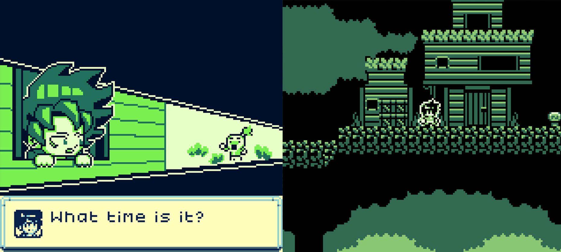 Two screenshots from the Game Boy game, Far After