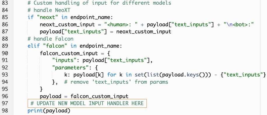 Fragmento de código Lambda