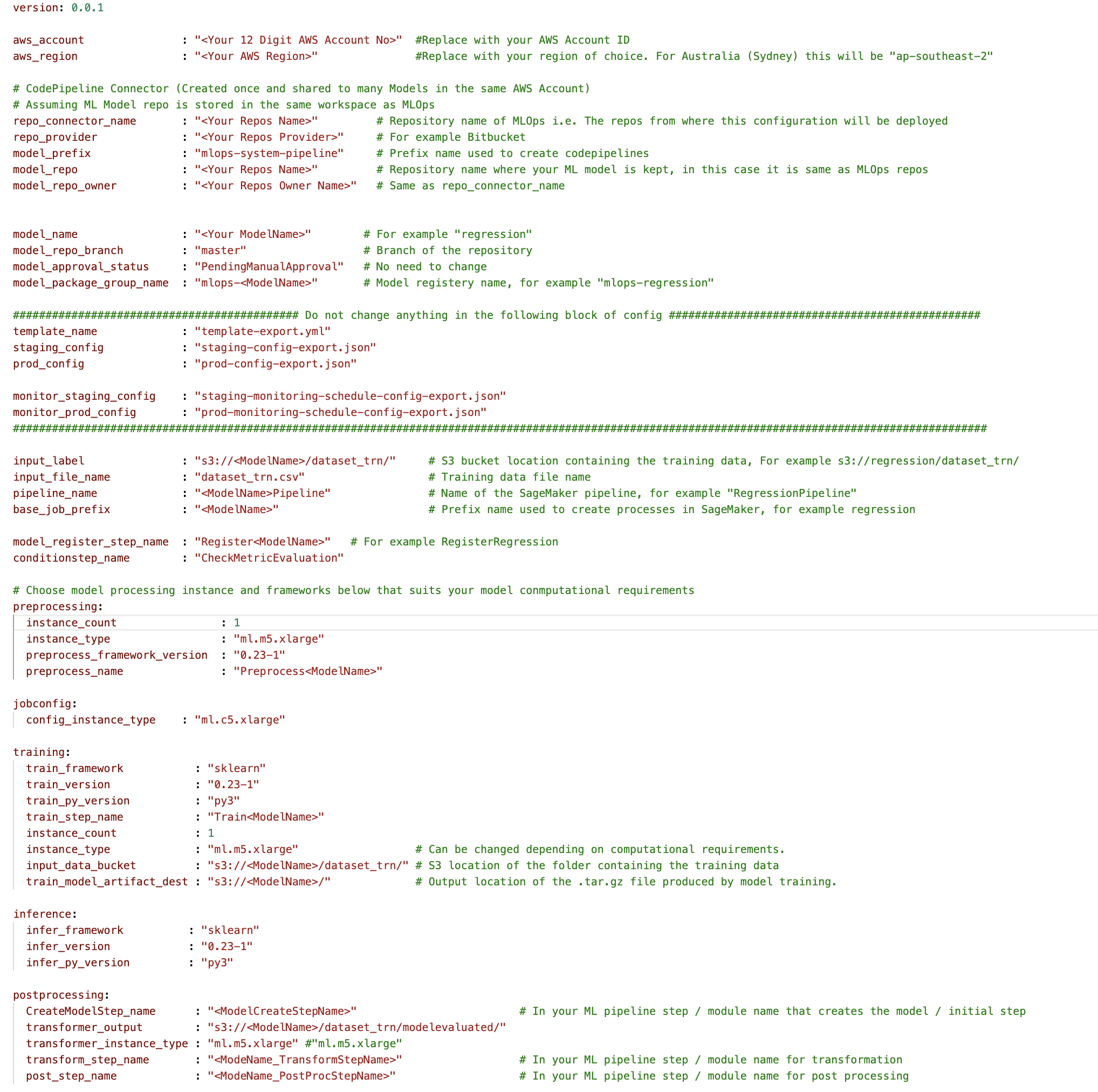 Machine Learning Ops Accelerator configuration YAML