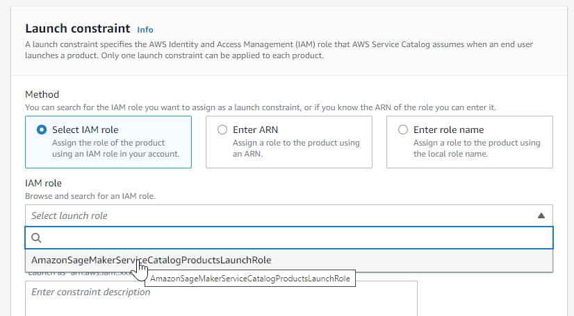 Service Catalog Launch Constraint