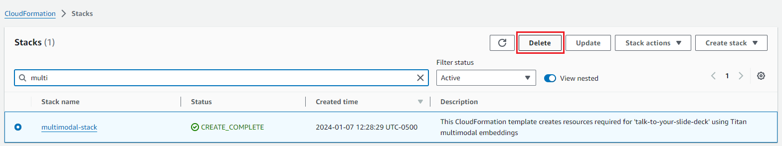 Deletion of the CloudFormation stack