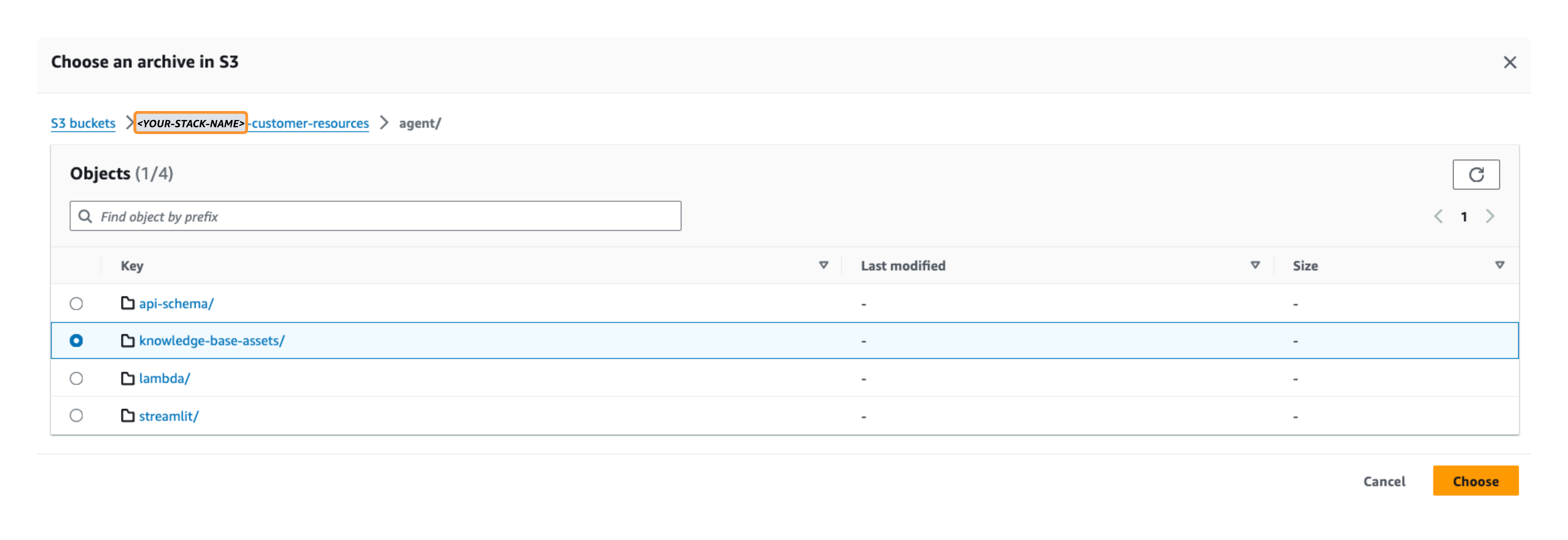 Knowledge base S3 data source configuration