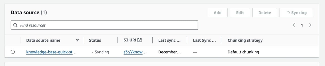 Knowledge base syncing status