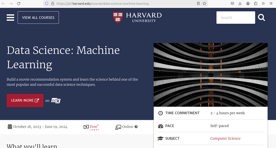 Harvard Course on Data Science: Machine Learning