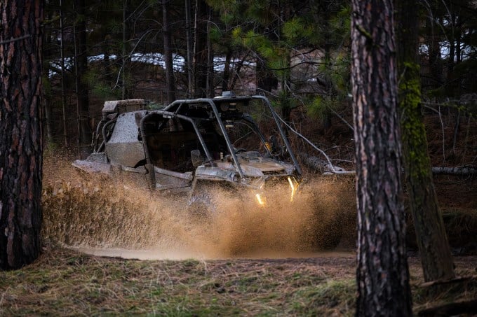 An ATV drives autonomously in an off-road environment