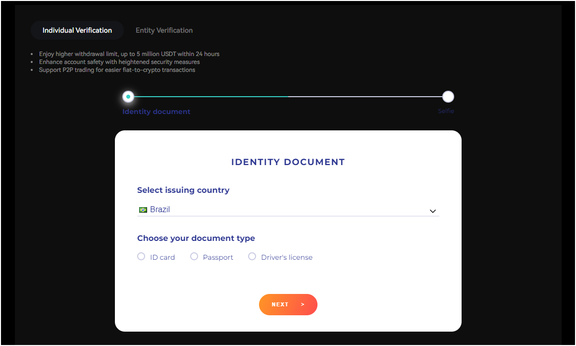 Step 2: Verifying Identity on BingX