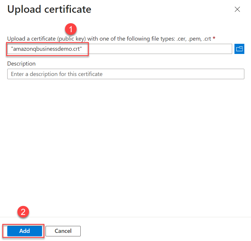 Upload Certificate by Add option