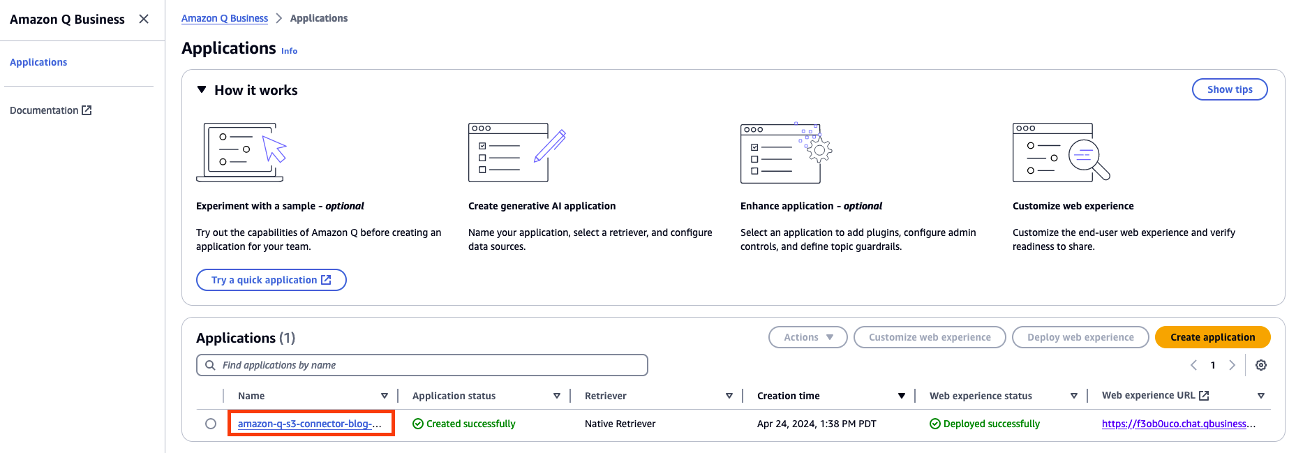 Select name of application