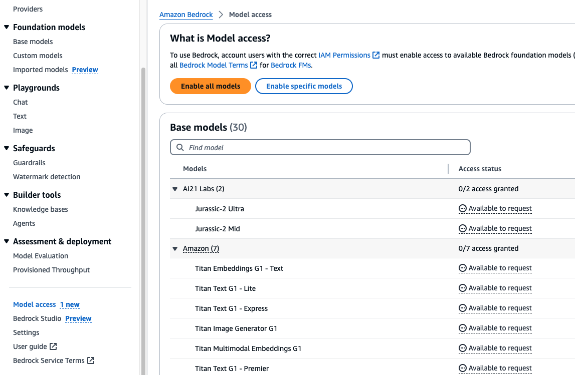 Model Access Enable Specific Model