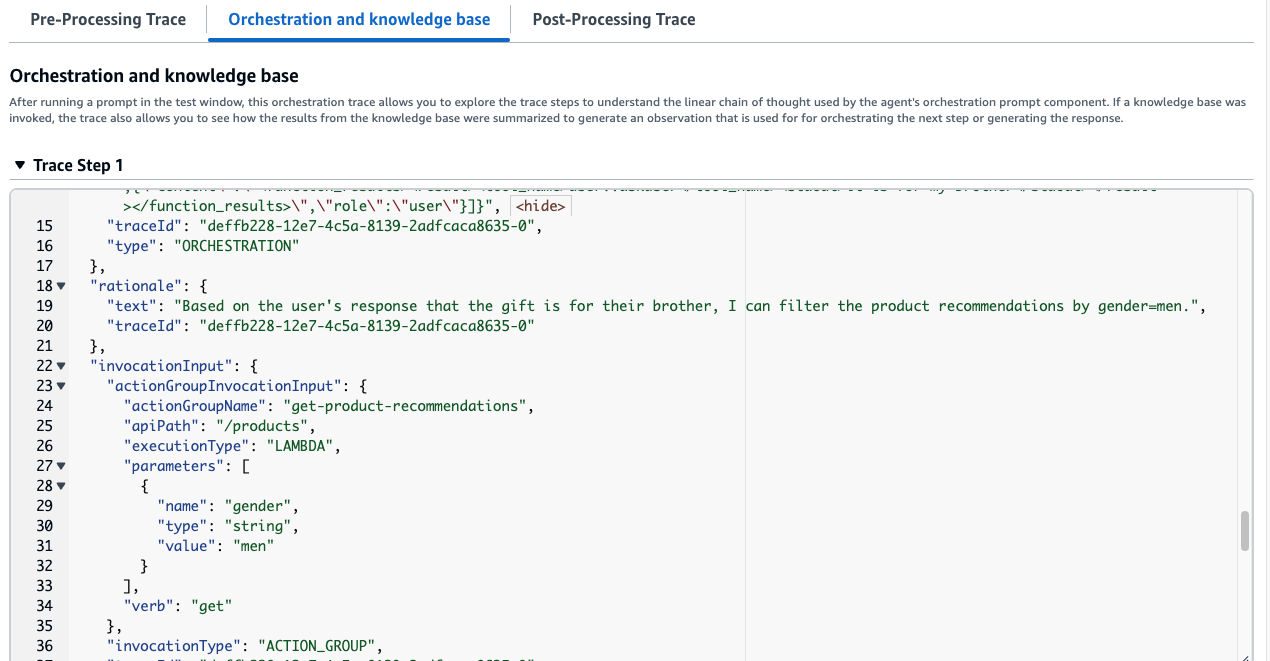 Show trace and justification