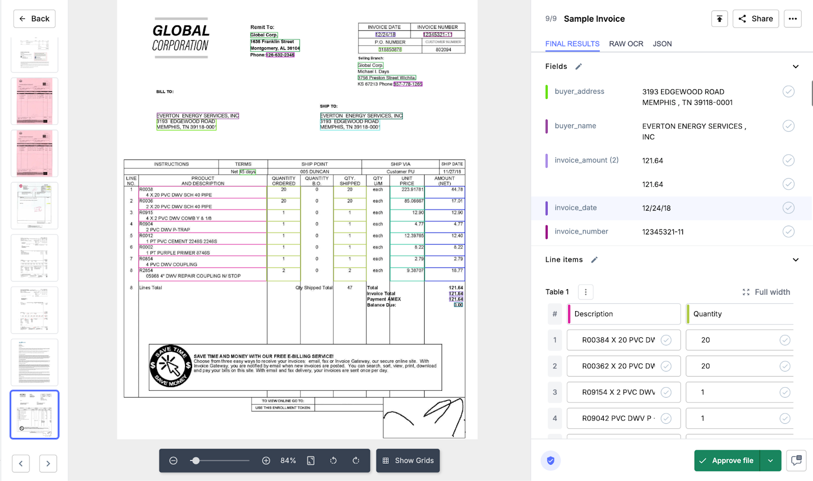 Extracción de datos de documentos financieros - Nanonets